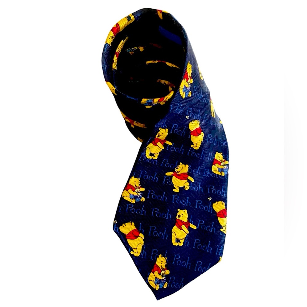 Disney Winnie the Pooh Necktie Navy Novelty Tie Classic Pooh Print Men’s